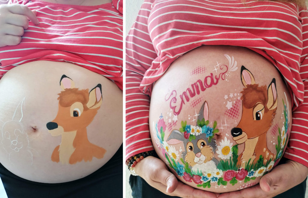 belly painting disney bambi